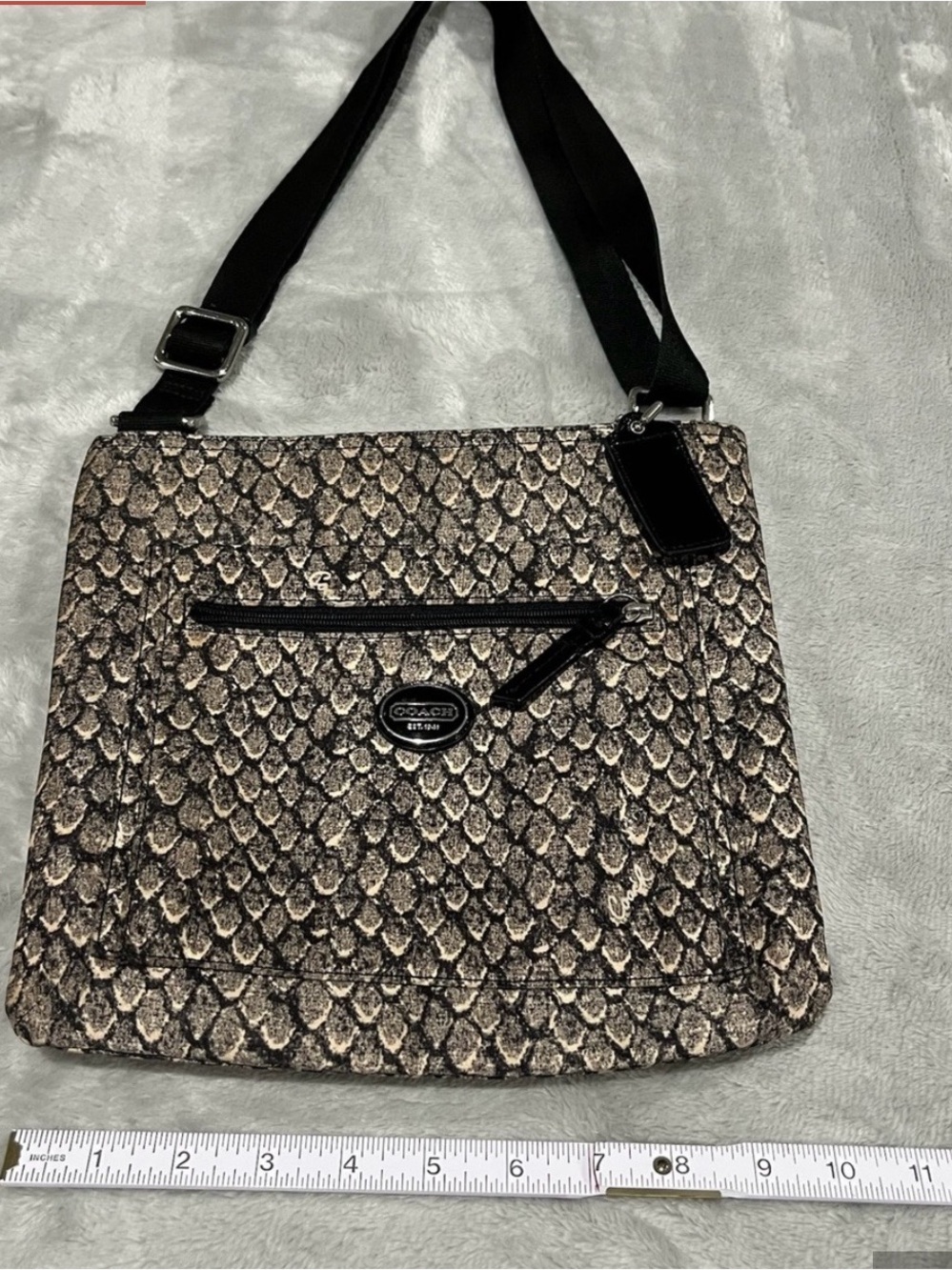 Coach Neutral Snake-Print Crossbody with Black Strap